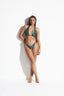 INDIE BEACH LEO NECKHOLDER BIKINI - Leopard Turquoise - front